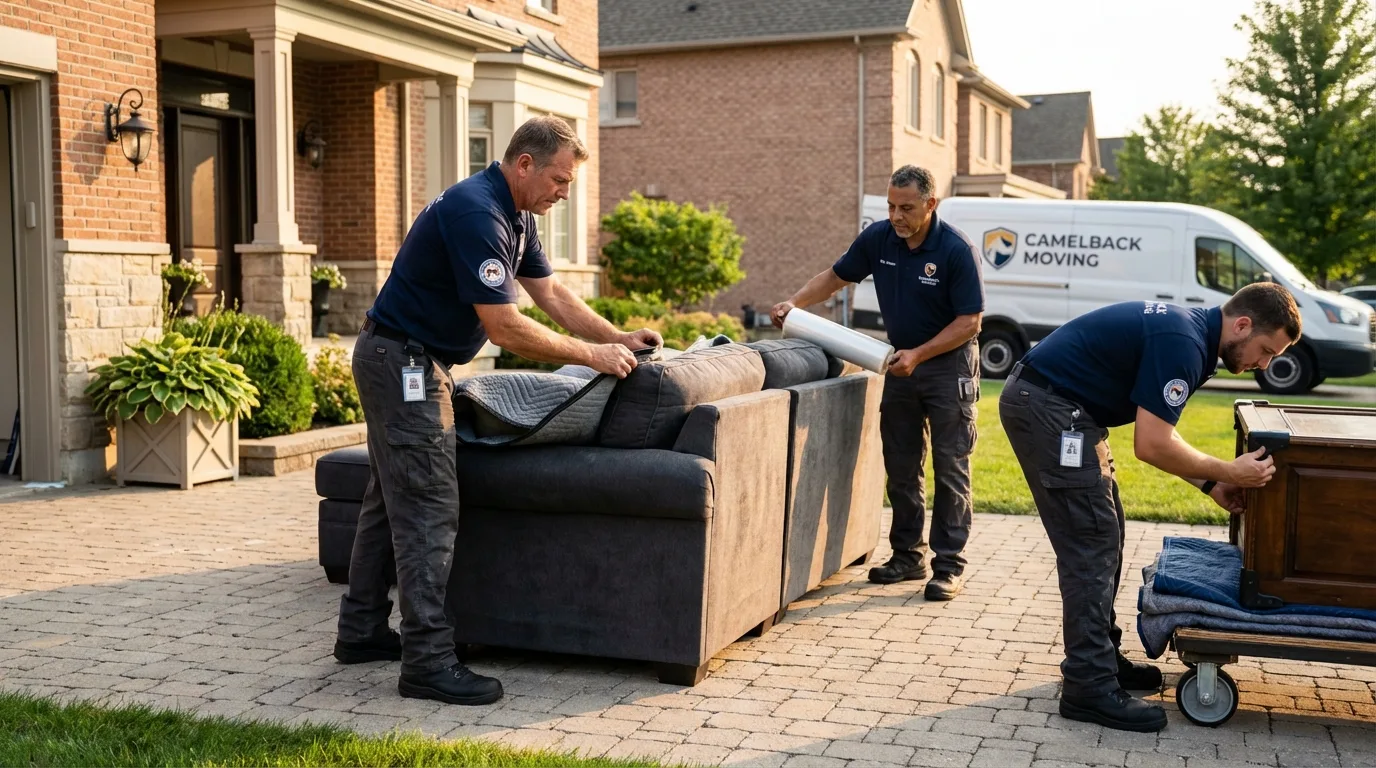 Large estate moving crew wrapping furniture in Rio Grande, NJ