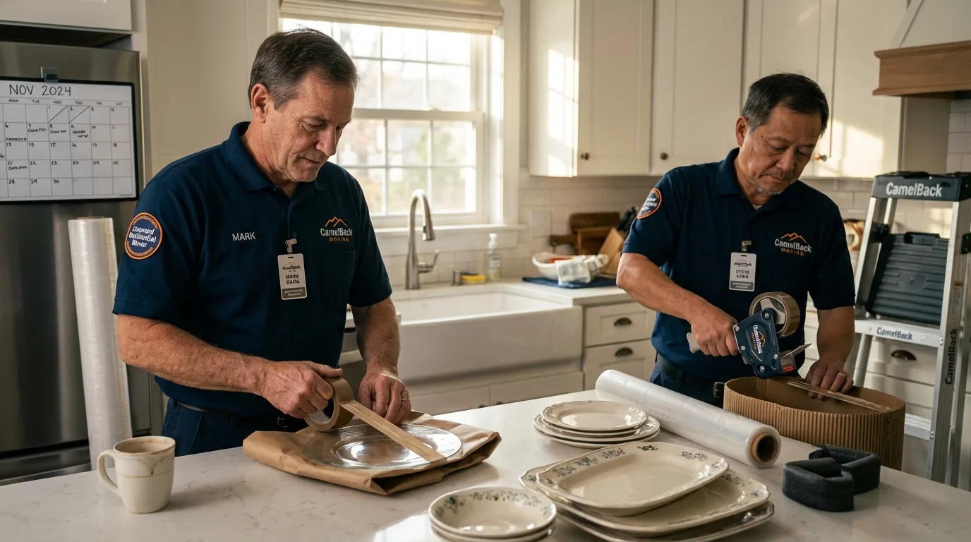 Professional crew packing kitchen dishware in Rio Grande, NJ